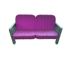 Barbie Dollhouse Furniture Purple Plastic Sofa Couch Mattel Gray Arms Dreamhouse